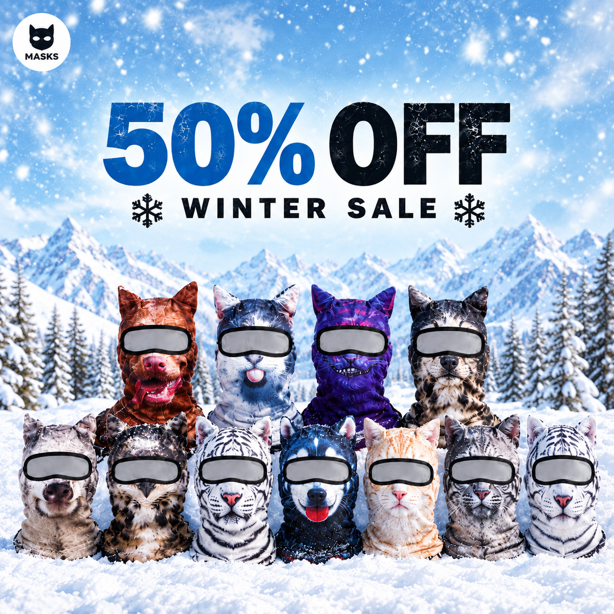 Animal face ski masks